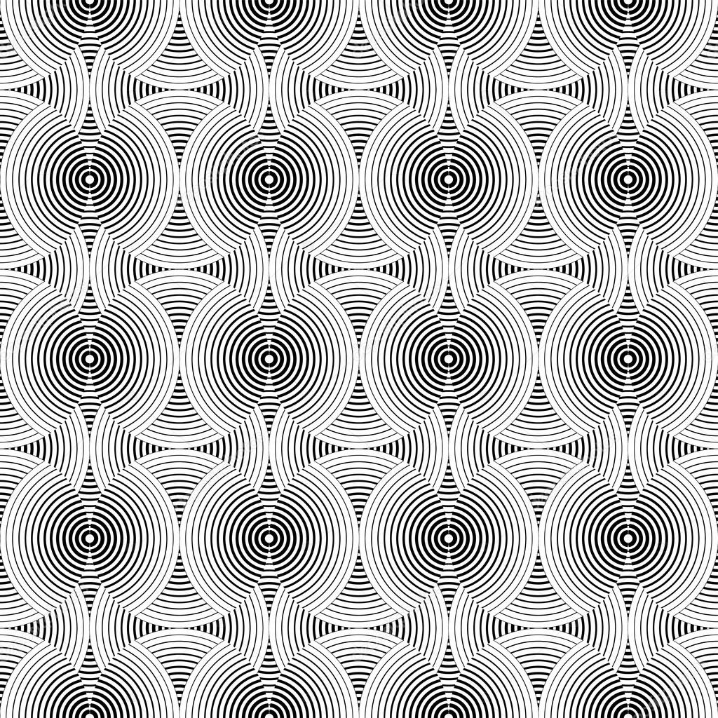 Seamless black and white decorative vector background with abstract geometric shapes. Print. Repeating background. Cloth design, wallpaper.