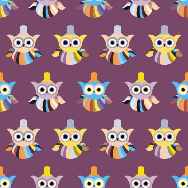Seamless decorative vector background with owls. Print. Repeating background. Cloth design, wallpaper.