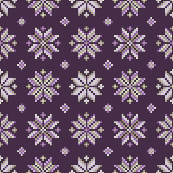 Seamless vector background with colorful Norwegian snowflakes. Print. Repeating background. Cloth design, wallpaper. — Stock vektor