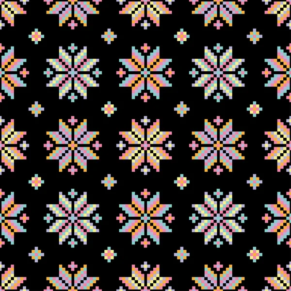 Fundo vetorial sem costura com flocos de neve noruegueses coloridos. Imprimir. Repetindo fundo. Design de pano, papel de parede . —  Vetores de Stock