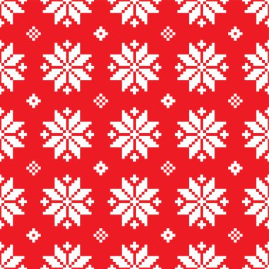 Seamless vector background with Norwegian snowflakes. Print. Repeating background. Cloth design, wallpaper.