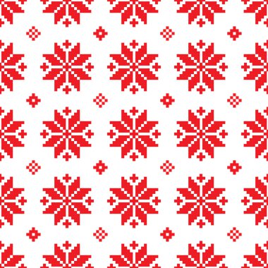 Seamless vector background with Norwegian snowflakes. Print. Repeating background. Cloth design, wallpaper.