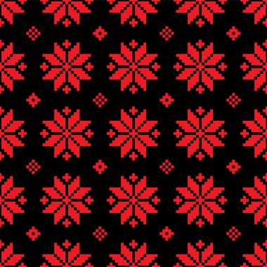 Seamless vector background with Norwegian snowflakes. Print. Repeating background. Cloth design, wallpaper.