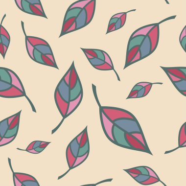 Sorunsuz vektör arka plan dekoratif yaprakları ile. Yazdırın. Kumaş tasarımı, duvar kağıdı.