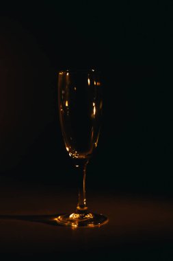 Karanlık bir arka planda şampanya bardağının silüeti.