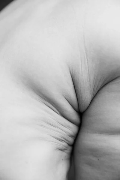 Foto Blanco Negro Cuerpo Femenino Desnudo Geometría Plástico Del Cuerpo — Foto de Stock