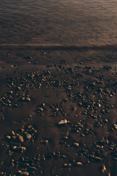 Υφή Μιας Αμμώδους Παραλίας Γκρο Πλαν Αφηρημένο Φόντο Στον Ωκεανό — Φωτογραφία Αρχείου