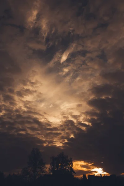 Céu Texturizado Incrivelmente Bonito Paisagem Colorida Nuvens Céu Laranja — Fotografia de Stock