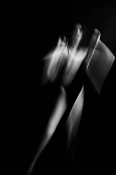 Konst Fotografi Dansare Uttrycker Känslor Genom Rörelse Kropp Abstraktion Svart — Stockfoto