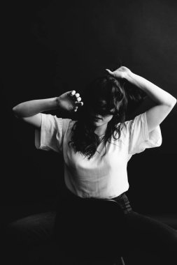 Moda sanat stüdyosu siyah beyaz portre