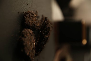 Soyut çay arka planı, koyu arkaplanda siyah çay.