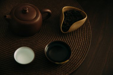 Çin çay seremonisi, çay takımının soyut arkaplanı