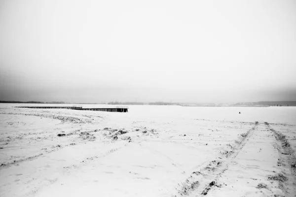 abstract snow background, black and white noisy film fuzzy photography, minimalism and landscape on film