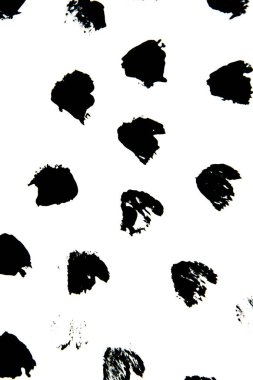 Basit siyah ve beyaz noktalar, çizgiler, noktalar, fırça darbeleri. El çizimi, kuru fırça. Grunge siyah beyaz desen. 