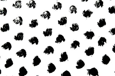 Basit siyah ve beyaz noktalar, çizgiler, noktalar, fırça darbeleri. El çizimi, kuru fırça. Grunge siyah beyaz desen. 