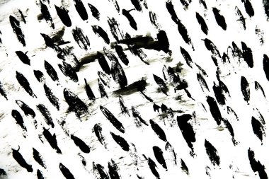 Beyaz arkaplanda soyut siyah grafikler, lekeler ve çizgiler, lekeler ve sıçramalar