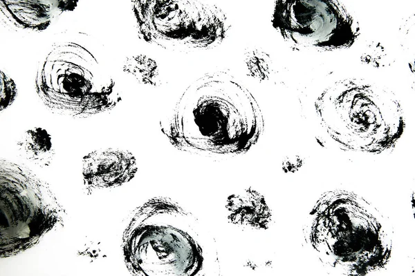 Simple black and white pattern of dots, dashes, spots, brushstroke. Hand illustration, dry brush. Grunge black and white pattern.