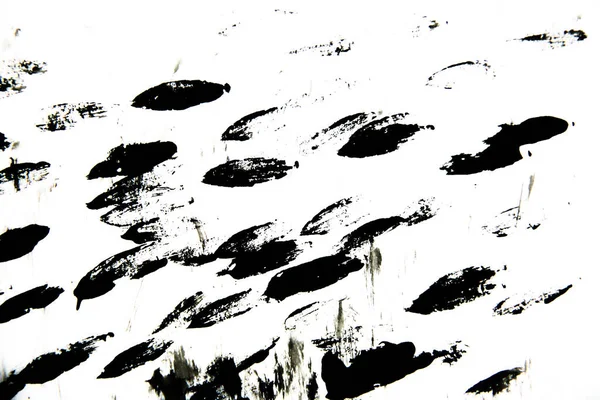 Beyaz arkaplanda soyut siyah grafikler, lekeler ve çizgiler, lekeler ve sıçramalar