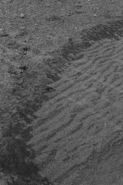 Praia Arenosa Textura Areia Macro Fundo Preto Branco — Fotografia de Stock