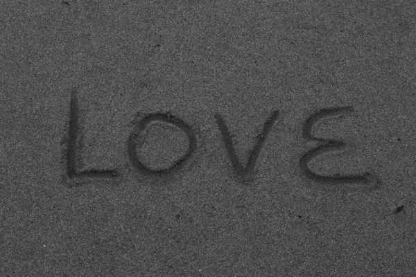 Inscription Love Sandy Sand — Stock Photo, Image
