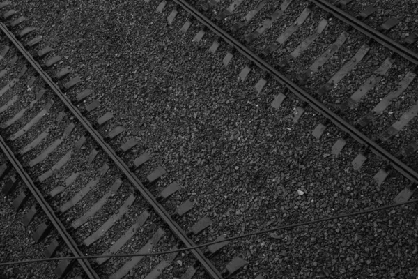 Railway Rails Sleepers Road Fund — Stock Photo, Image