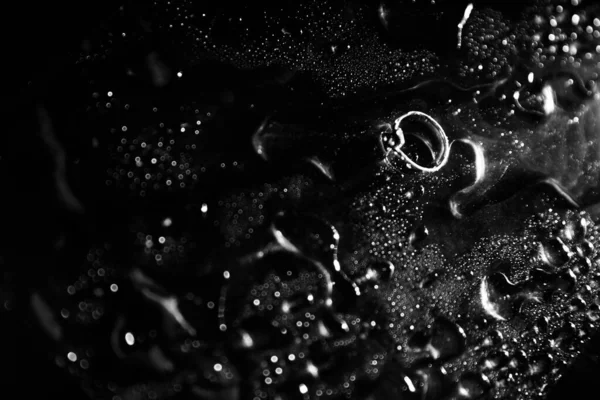 Stylish Wedding Ring Photo Black White Aesthetics Soft Focus Rain — Stock Photo, Image