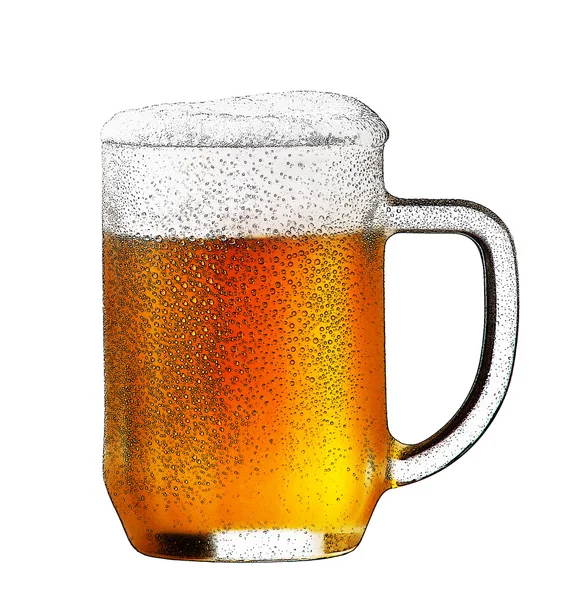 Ilustração de vidro de cerveja no fundo branco — Fotografia de Stock