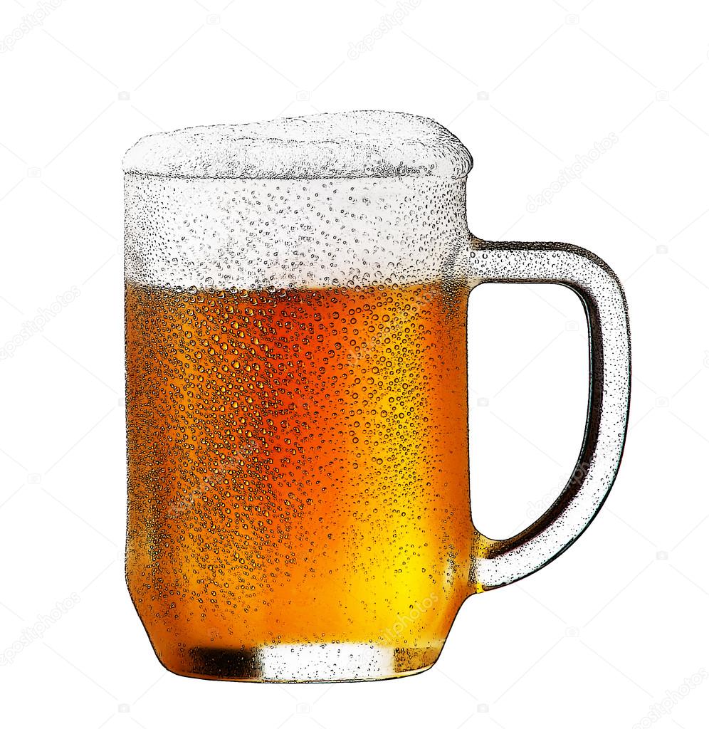 illustration of beer glass on the white background
