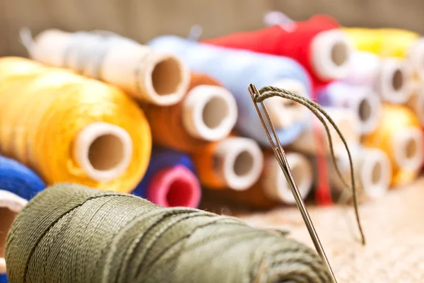 Detail of sewing kit in the workroom — Stock Photo, Image