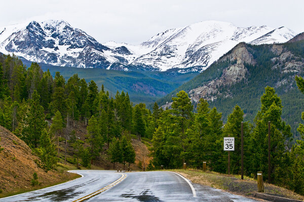 Road in rocky mountains in the Colorado