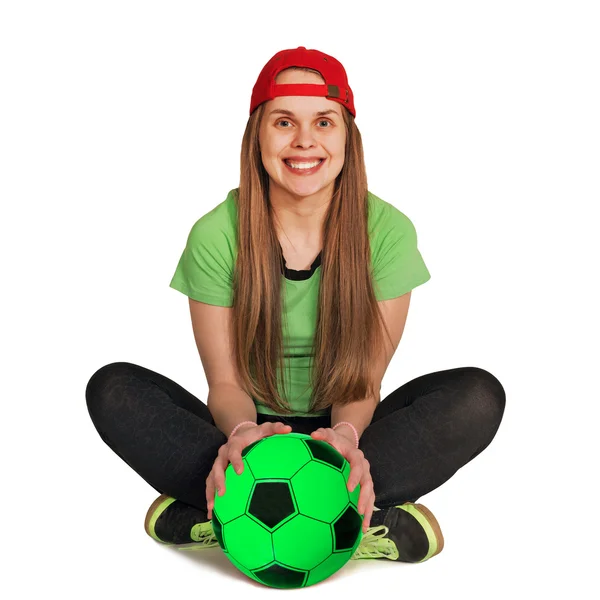 Sitzendes Mädchen mit Ball — Stockfoto