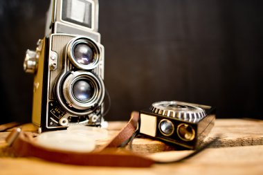 ışığı ölçer ile eski Çift objektifli refleks fotoğraf makinesi