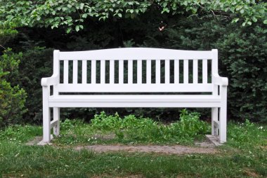 A white garden bench clipart