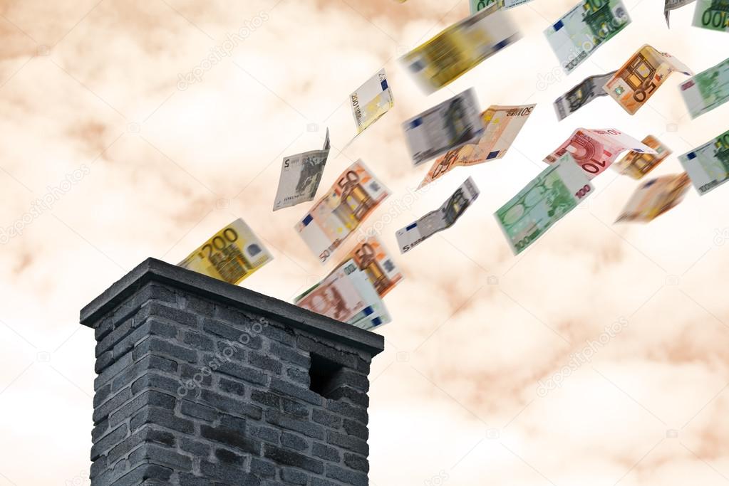 euro money flies up the chimney