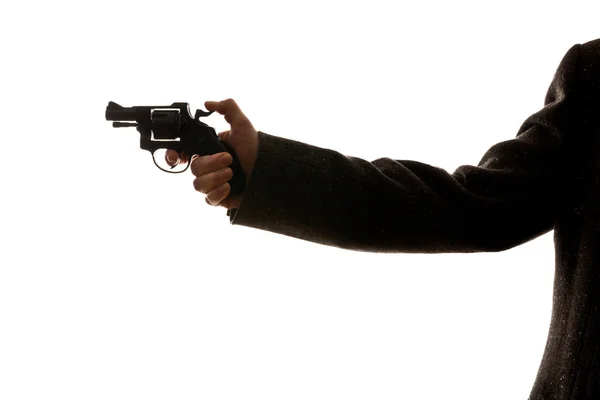 Mann schießt mit Handfeuerwaffe — Stockfoto