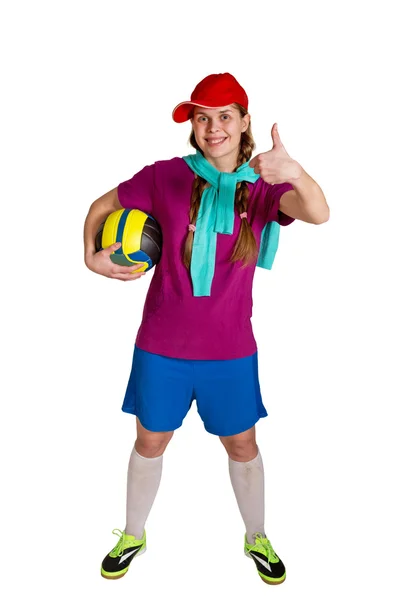 Sportswoman with ball — Stock Photo, Image