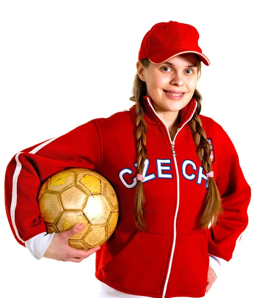 Mädchen im Nationaltrikot der Tschechischen Republik — Stockfoto