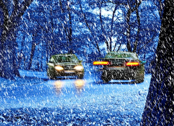 Vägen i parken på kvällen — Stockfoto