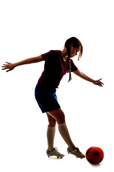 Girl with ball isolated — Stock Photo, Image