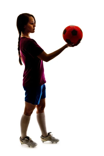 Mädchen mit Ball isoliert — Stockfoto