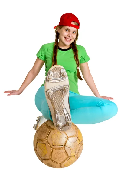 Sprtswoman z piłką — Zdjęcie stockowe