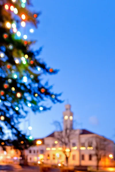 Albero di Natale e castello nella notte — Foto Stock