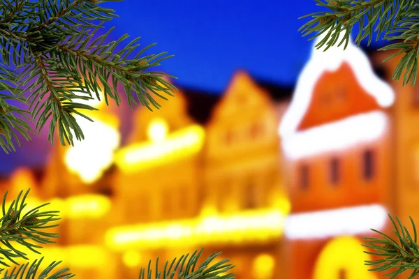 Buildings with christmas decoration — Stock Photo, Image