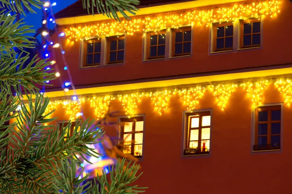 Buildings with christmas decoration — Stock Photo, Image