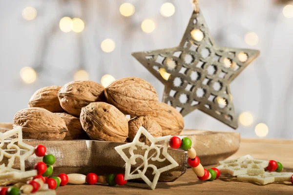 Walnuts with Christmas star — Stok fotoğraf