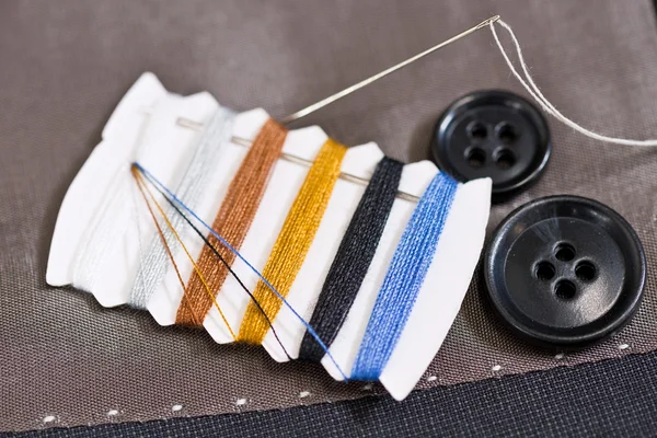Sewing kit with buttons — Stock Photo, Image
