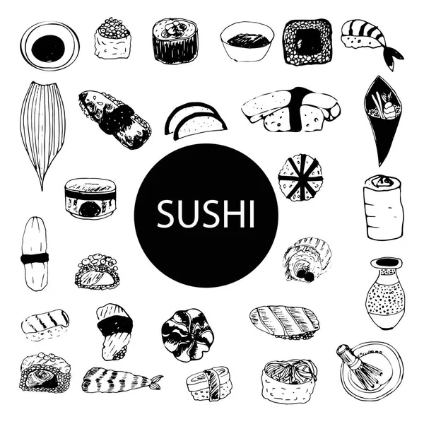 Wektor zestawu sushi i bułek — Wektor stockowy