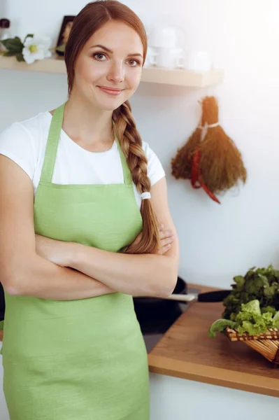 Uma Jovem Atraente Pronta Para Cozinhar Uma Nova Receita Para — Fotografia de Stock