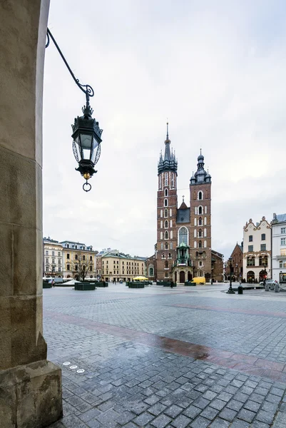 Stimmungsvoller Krakauer Marktplatz, Polen, Europa — Stockfoto