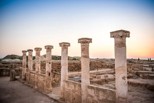 Paphos Archaeological Park, Kıbrıs'taki antik sütunlar — Stok fotoğraf